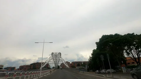  drive across the large arched bridge, known as the Ostiense viaduct Stock Footage 139316210