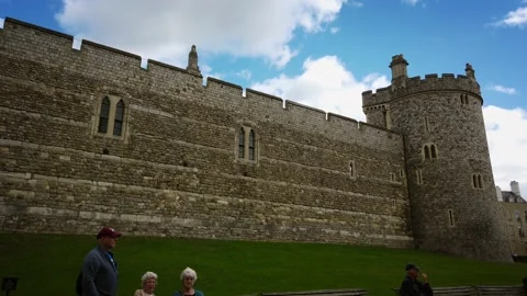 Drive along Windsor Castle Wall, England at a nice sunny day -  4k footage Stock Footage 139933851