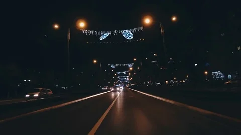 Drive on avenue at Christmas Stock Footage 83654632