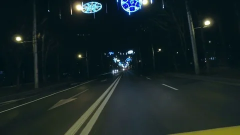 Drive on avenue at Christmas Stock Footage 83872894