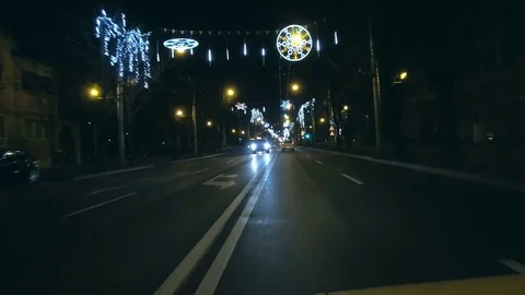 Drive on avenue at Christmas Video stock 83872929