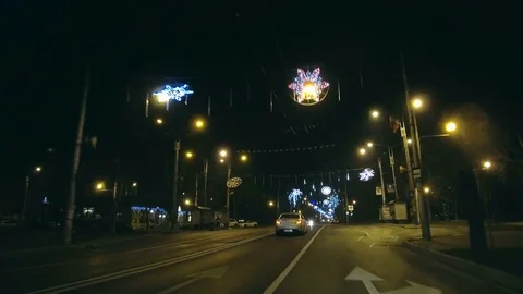 Drive on avenue at Christmas Stock-Footage 83872974