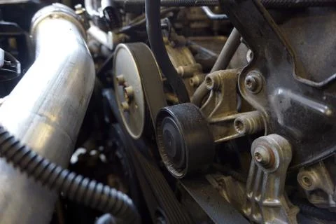 Drive belt roller close-up. Stock Photos