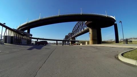 Drive up to Big Four Bridge Stock Footage 92703364