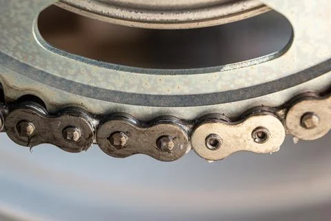Drive chain of a motorcycle Stock Photos