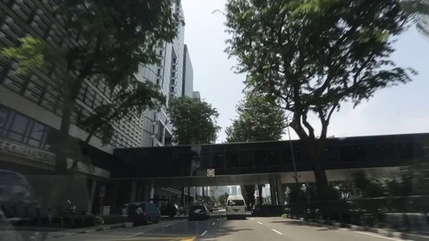 Drive by Clifford Centre and QUE Link on Collyer Quay. Singapore Stock Footage 71261878