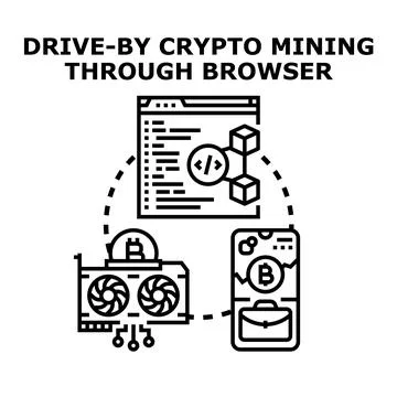 Drive by crypto mining through browser icon concept Stock Illustration