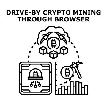 Drive by cryptocurrency mining through web browser concept 스톡 일러스트