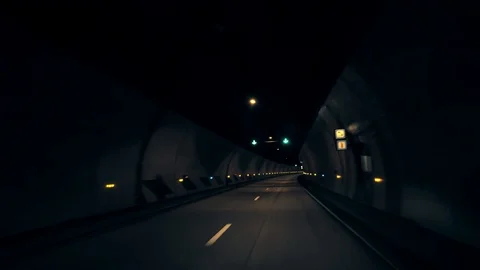 Drive in dark tunnel Stock Footage