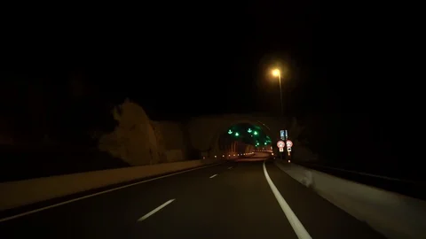 Drive in dark tunnel Stock Footage 87128031