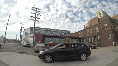 Drive by Detroit's Eastern Markets Stock Footage 147052911
