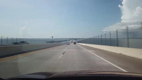 Drive Down I25 Skyway towards St. Petersburg, FL Stock Footage 246649717