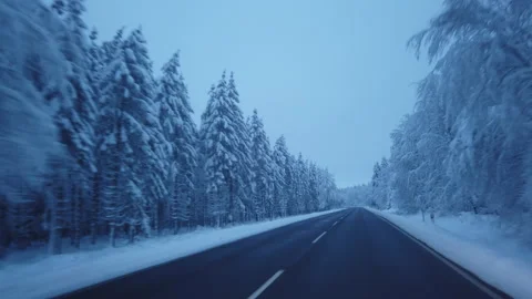 Drive from a Driver's Perspective along a Wintry Country Road - Part 2 Stock-Footage 273223822