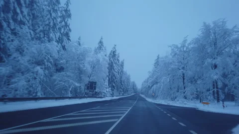 Drive from a Driver's Perspective along a Wintry Country Road - Part 5 Stock Footage 273227908