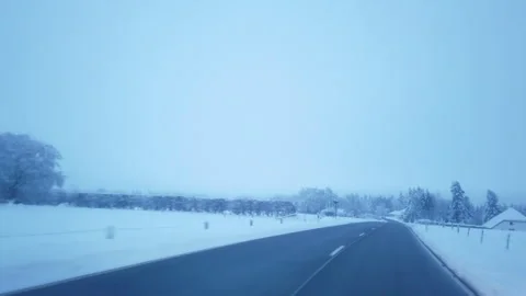 Drive from a Driver's Perspective along a Wintry Country Road - Part 6 Video stock 273238487