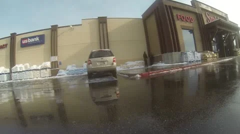 Drive by the entrance of store Stock Footage 19693629