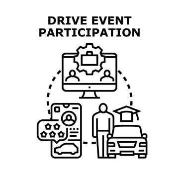 Drive event participation vector concept illustration Stockillustratie