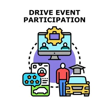 Drive event participation vector concept illustration Stockillustratie
