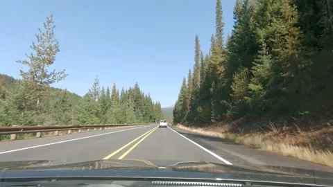 Drive On Highway / Freeway Through Mountain - 2, Oregon, Mount Hood Stock Footage 239938625