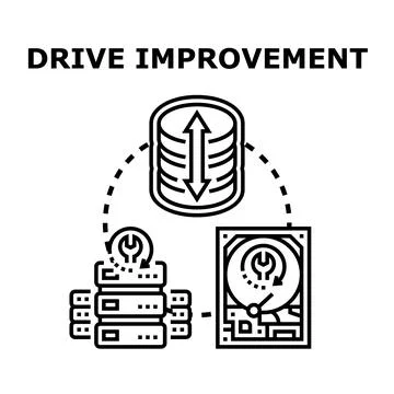 Drive improvement concept optimizing data storage system Stock Illustration