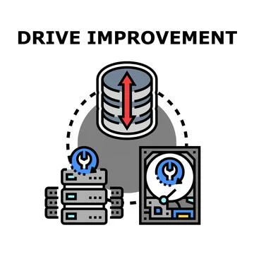 Drive improvement concept optimizing data storage system Illustrazione stock