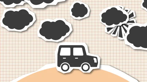 Drive to Minivan cutout animation Stock Footage 132931277