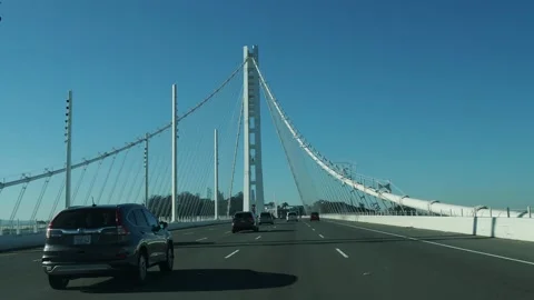 Drive the new section of the Bay Bridge San Francisco Stock Footage 168422497