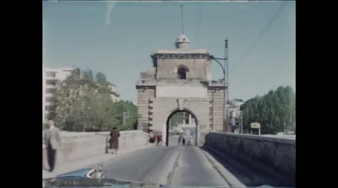 Drive over Bridge in Rome with Arch Video stock 47971366