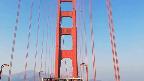 Drive over the iconic Golden Gate Bridge in San Francisco Stock Footage 240249641