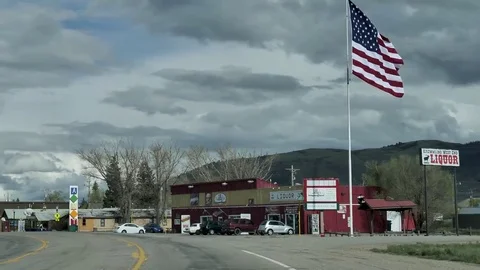 Drive plate-Driving Small Town Kremmling Colorado Cloudy Day Video stock 76624145