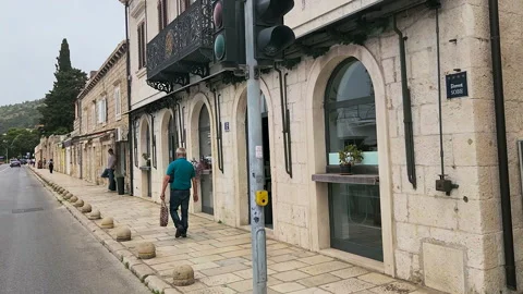 Drive Plate-Foreword Rt-Stone wall-City Street-Dubrovnik, Croatia Stock Footage 294283061