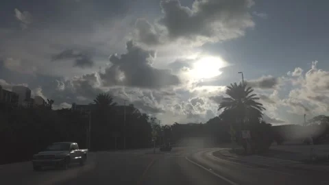 Drive Plate from Front windshield in early day in Treasure Island, Florida. Stock Footage 250121816