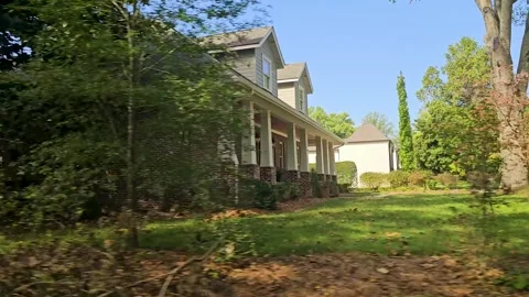 Drive Plate-Side view passing residential area-Nashville Stock Footage 287804566