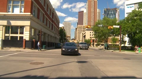 Drive plate, summer afternoon city, #32, downtown street Stock Footage