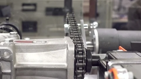 Drive roller chains for torque transmiss... | Stock Video | Pond5