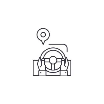 Drive route vector line icon, sign, illustration on background, editable strokes Stock Illustration