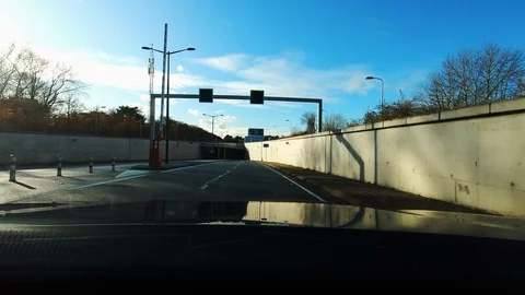 Drive to Scheveningen through the new Hubertus Tunnel Stock-Footage 120772594