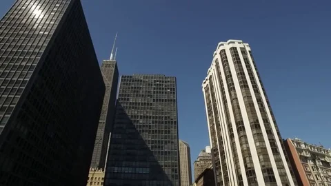 Drive shot of downtown Chicago featuring the Sears Tower. Stock Footage 70782345