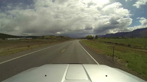 Drive into small rural town main street POV HD 0094 Stock Footage 31069449