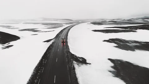 Drive in Snowfield Stock Footage 100306613