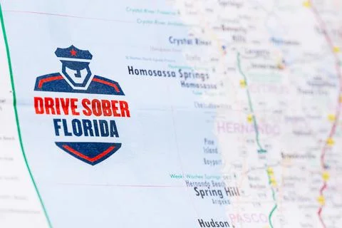 Drive Sober Logo on Map of Florida Florida Department of Highway Safety Stock Photos