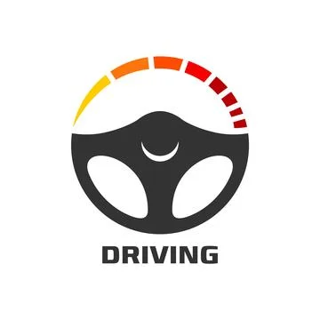 Drive steering wheel icon, tech and safe drive Illustrazione stock