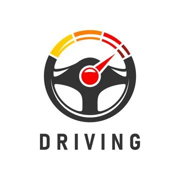 Drive steering wheel icon, tech and safe drive Illustrazione stock
