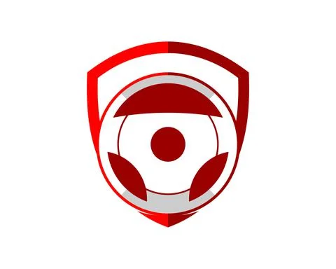Drive steering wheel inside the shield protection logo Illustration