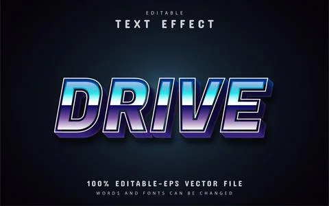 Drive text - 80s retro text effects editable Stock Illustration