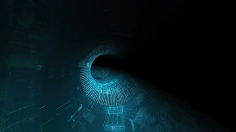 Drive through binary data digital tunnel.3d illustration 스톡 일러스트