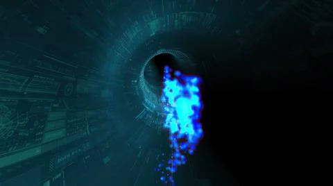 Drive through binary data digital tunnel.3d illustration Stock-Illustration