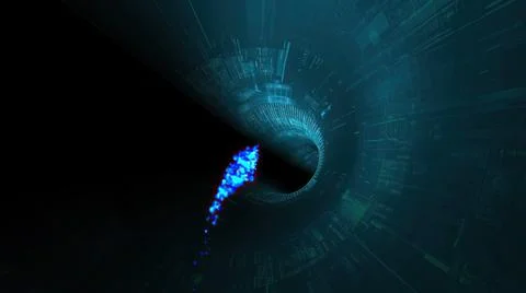 Drive through binary data digital tunnel.3d illustration Stock-Illustration