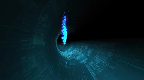 Drive through binary data digital tunnel.3d illustration Stock-Illustration
