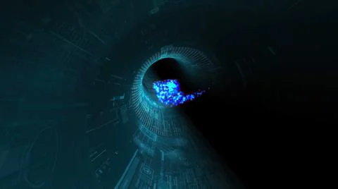 Drive through binary data digital tunnel.3d illustration Stock Illustration